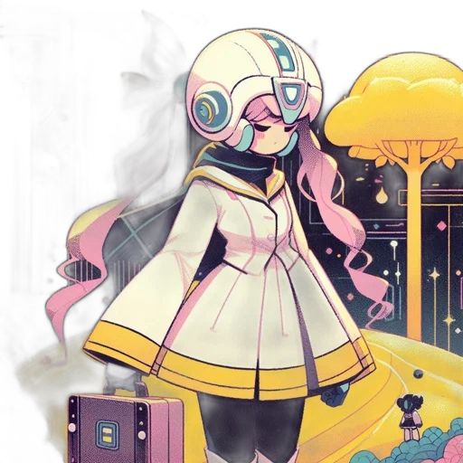 concept art, anime, pixel art, fantasy art, outer space, pastel, monochrome, colorful transparent PNG cut-out