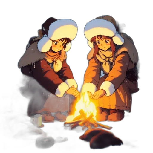 jacket, hat, concept art, pixel art, fantasy art, watercolor, fire, snow transparent PNG cut-out