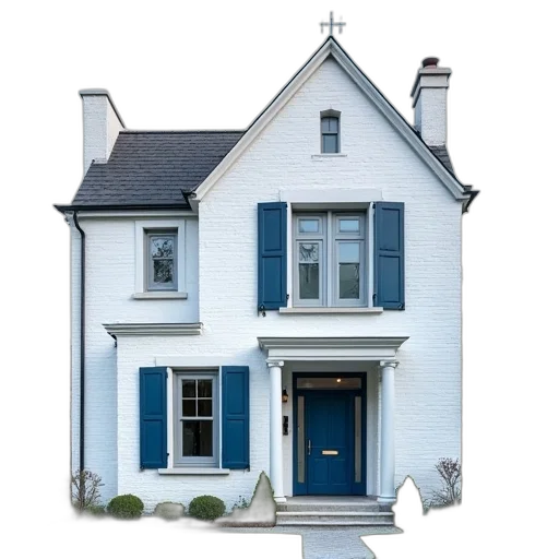 building, 3d render, blue, monochrome transparent PNG cut-out