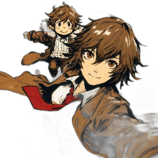 weapon, jacket, concept art, anime, cartoon, pixel art, monochrome, earth tones transparent PNG cut-out