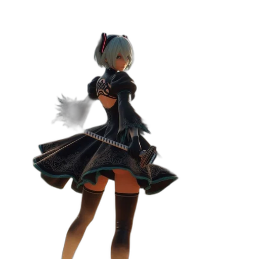 dress, staff, weapon, robot, 3d render, concept art, anime, fantasy art transparent PNG cut-out