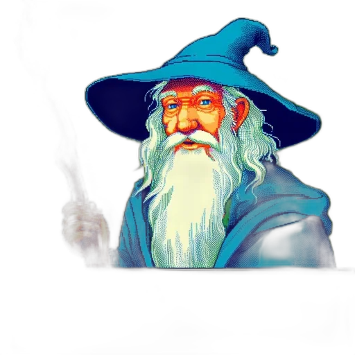 hat, staff, dragon, face, fantasy art, concept art, pixel art, 3d render transparent PNG cut-out