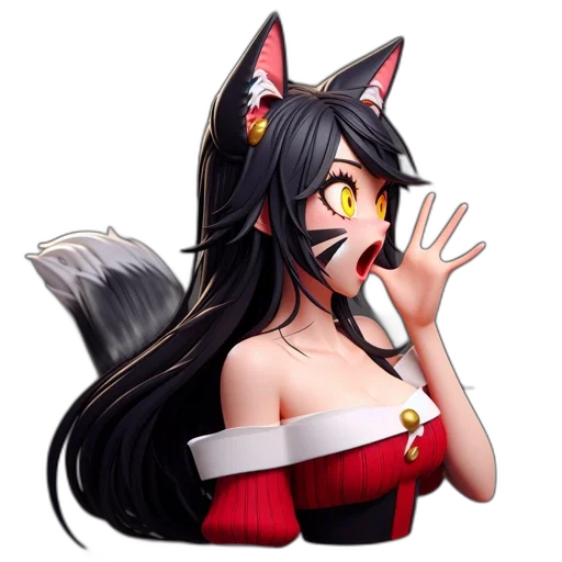 staff, pixel art, anime, fantasy art, 3d render, animated, figure, feline transparent PNG cut-out