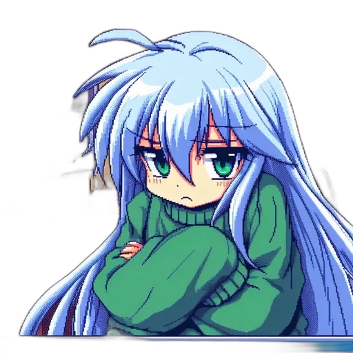 jacket, dragon, robot, hair, anime, pixel art, vaporwave, cartoon transparent PNG cut-out