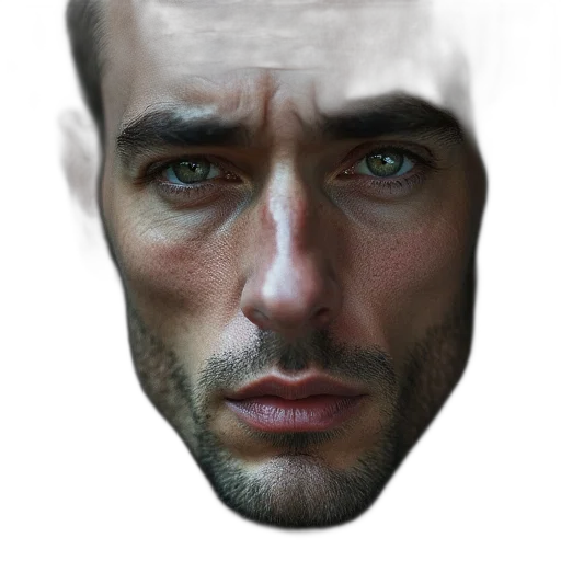 face, mask, hat, jacket, photorealistic, concept art, 3d render, fantasy art transparent PNG cut-out
