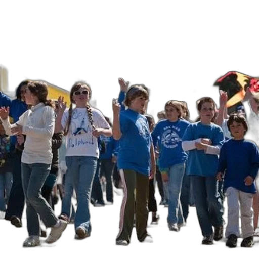 staff, group, children, wearing transparent PNG cut-out