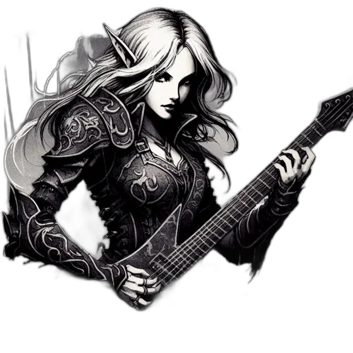weapon, sword, fantasy art, comic book art, concept art, pixel art, monochrome, dark transparent PNG cut-out