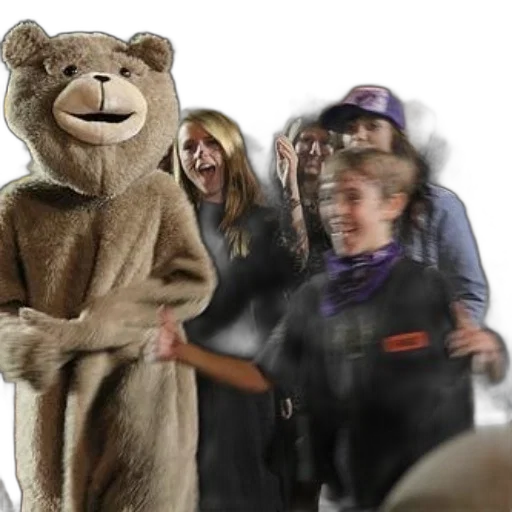person, bear, costume, stands, group, people, all, whom transparent PNG cut-out
