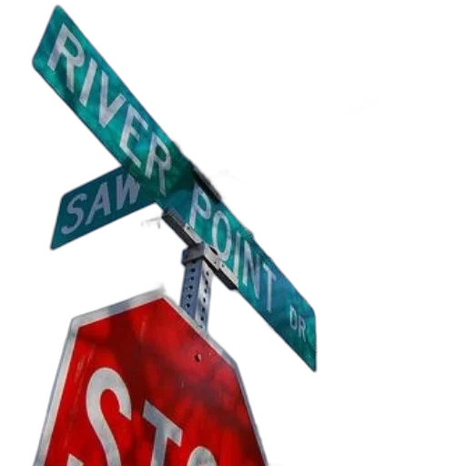 3d render, city street, stop, sign, located, intersection, river, pass transparent PNG cut-out
