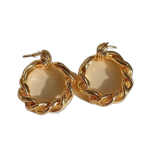 jewelry, crown, pair, gold, hoop, earrings, chain, loop transparent PNG cut-out
