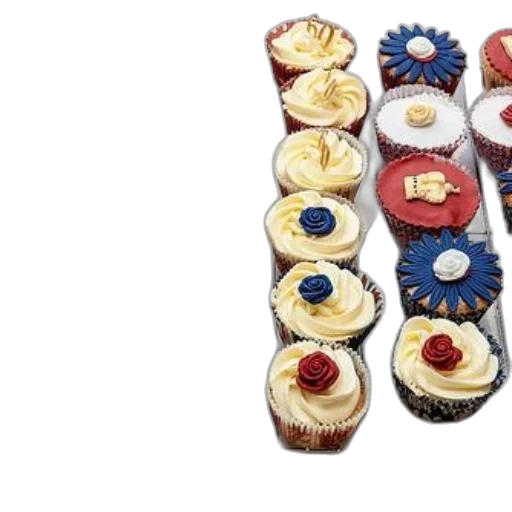 food, variety, cupcakes, red, white, blue, icing, decorations transparent PNG cut-out