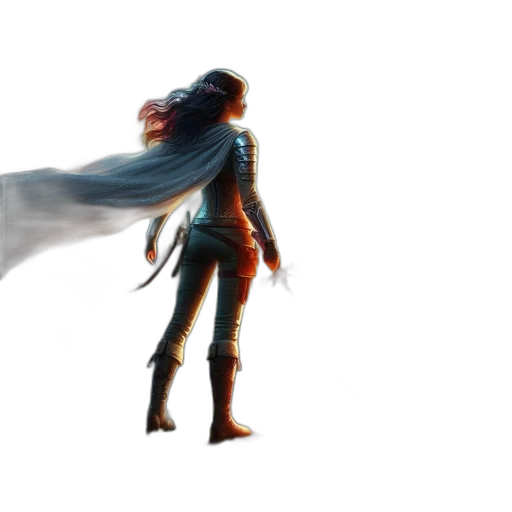 sword, jacket, weapon, concept art, fantasy art, comic book art, 3d render, fog transparent PNG cut-out
