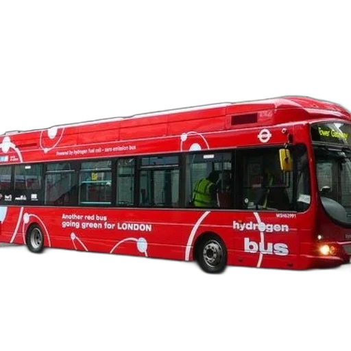 staff, 3d render, photorealistic, concept art, red, hydrogen, bus, london transparent PNG cut-out