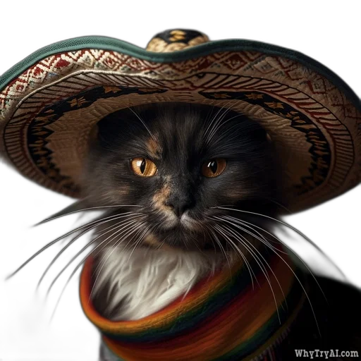 hat, animal, mask, staff, photorealistic, cat, sombrero, scarf transparent PNG cut-out