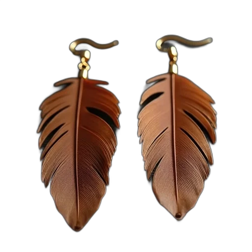 jewelry, earth tones, pair, brown, feather, earrings, textured, surface transparent PNG cut-out