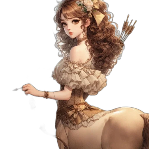 dress, staff, crown, hair, fantasy art, concept art, anime, photorealistic transparent PNG cut-out