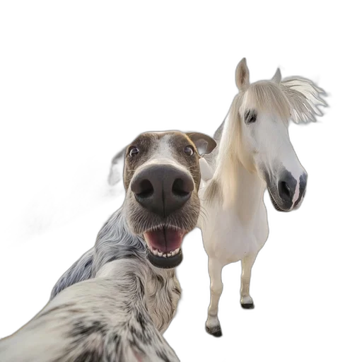 animal, staff, creature, photorealistic, 3d render, dog, takes, selfie transparent PNG cut-out