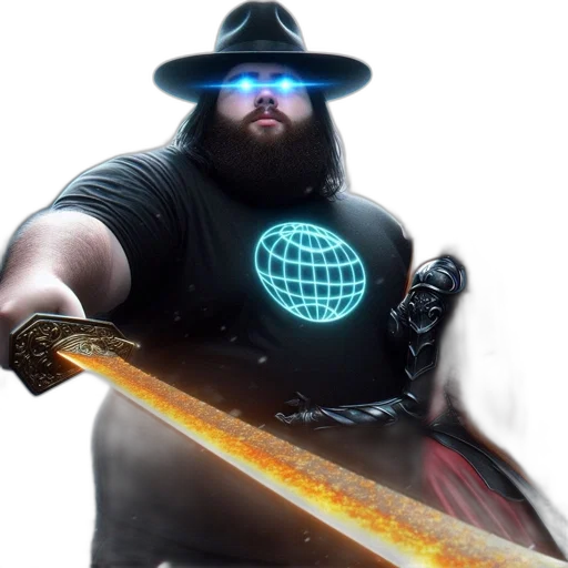 sword, staff, weapon, hat, concept art, fantasy art, cyberpunk, 3d render transparent PNG cut-out