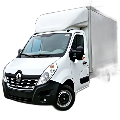 car, photorealistic, 3d render, white, delivery, van, parked, next transparent PNG cut-out