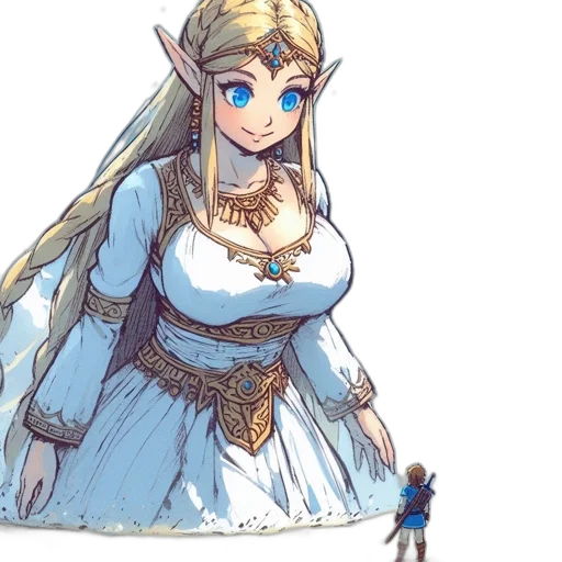 dress, crown, sword, concept art, pixel art, fantasy art, watercolor, blue transparent PNG cut-out