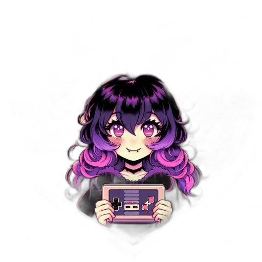 creature, hair, weapon, face, pixel art, anime, cartoon, vaporwave transparent PNG cut-out