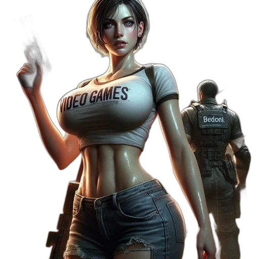 weapon, concept art, comic book art, cyberpunk, pixel art, neon lights, fire, woman transparent PNG cut-out