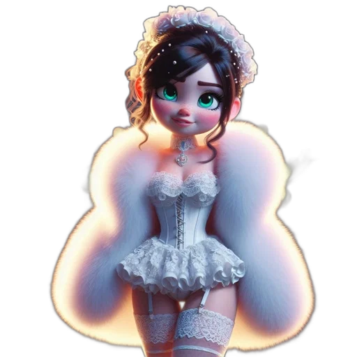 dress, 3d render, concept art, fantasy art, cartoon, snow, festive, animated transparent PNG cut-out