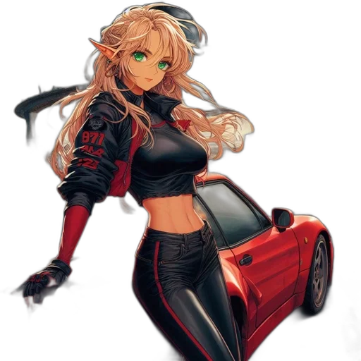 car, weapon, concept art, anime, fantasy art, comic book art, red, dark transparent PNG cut-out