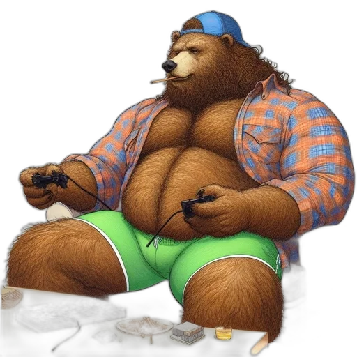 animal, concept art, photorealistic, fantasy art, watercolor, anthropomorphic, bear, living transparent PNG cut-out