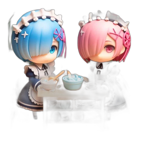 food, 3d render, concept art, blue, pastel, two, animated, characters transparent PNG cut-out