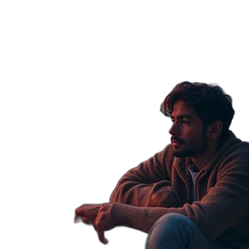 jacket, face, furniture, hair, concept art, photorealistic, 3d render, pixel art transparent PNG cut-out