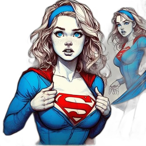 comic book art, concept art, fantasy art, cartoon, blue, detailed, sketch, coloring transparent PNG cut-out