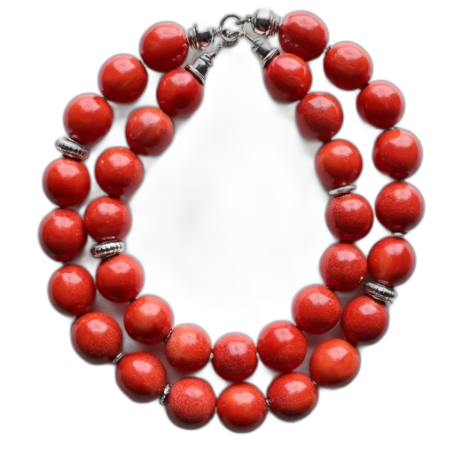 jewelry, crown, 3d render, red, coral, beads, necklace, silver transparent PNG cut-out