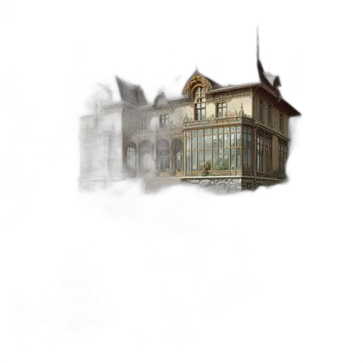 building, furniture, crown, concept art, watercolor, photorealistic, 3d render, fog transparent PNG cut-out