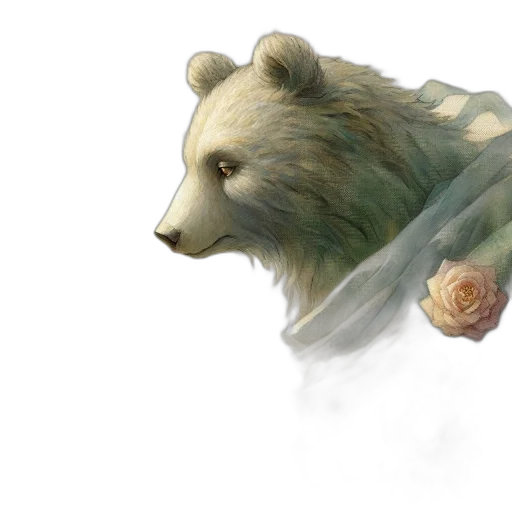 creature, animal, concept art, fantasy art, photorealistic, watercolor, earth tones, bear transparent PNG cut-out