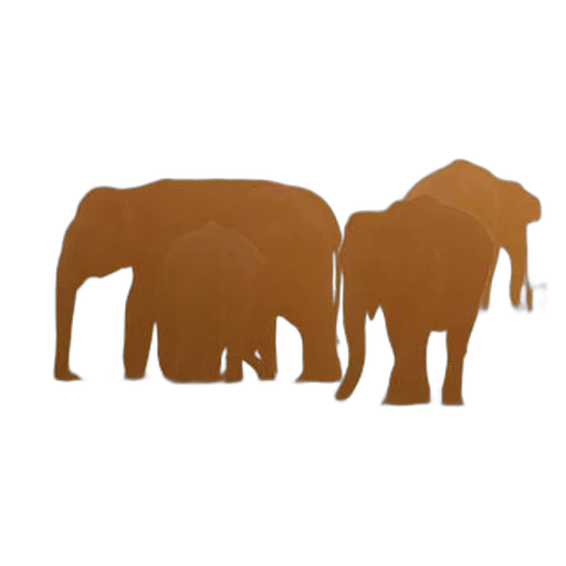 animal, 3d render, concept art, photorealistic, earth tones, golden, elephants, silhouetted transparent PNG cut-out