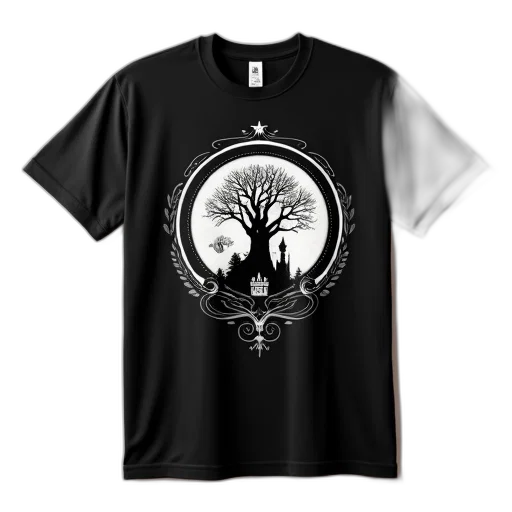 tree, fantasy art, concept art, 3d render, monochrome, dark, black, t-shirt transparent PNG cut-out