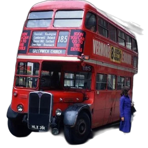 3d render, concept art, photorealistic, red, double, decker, bus, destination transparent PNG cut-out