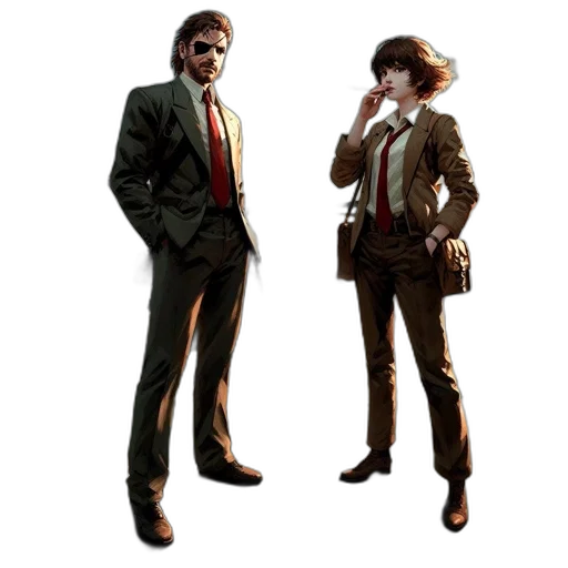 jacket, staff, concept art, pixel art, 3d render, comic book art, earth tones, red transparent PNG cut-out