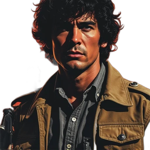 jacket, face, staff, photorealistic transparent PNG cut-out