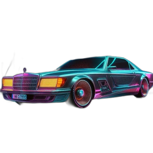 car, vaporwave, concept art, cyberpunk, 3d render, neon lights, neon, pastel transparent PNG cut-out