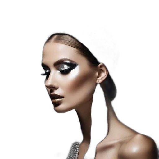 jewelry, face, robot, hair, photorealistic, 3d render, concept art, cyberpunk transparent PNG cut-out