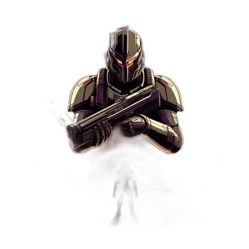 robot, weapon, mask, sword, concept art, pixel art, fantasy art, comic book art transparent PNG cut-out