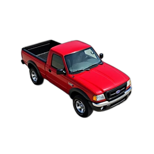 car, 3d render, photorealistic, red, pickup, truck, parked, concrete transparent PNG cut-out