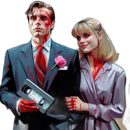 weapon, vaporwave, comic book art, concept art, pixel art, red, man, woman transparent PNG cut-out