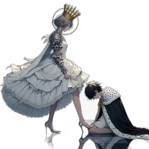 crown, dress, sword, jewelry, concept art, fantasy art, watercolor, anime transparent PNG cut-out
