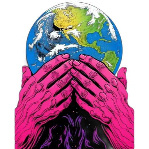 mask, comic book art, concept art, pair, pink, hands, adorned, intricate transparent PNG cut-out