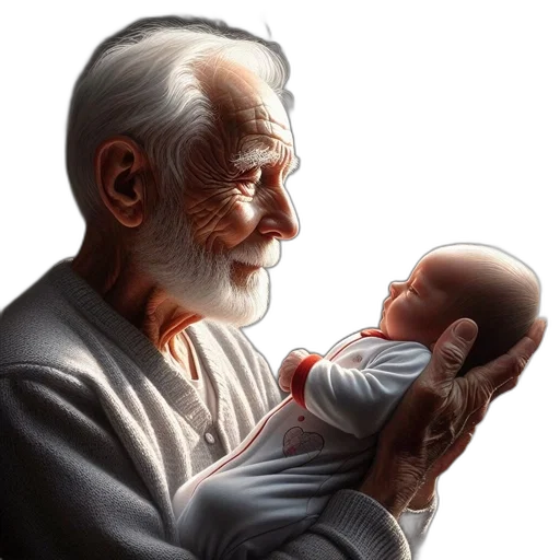 photorealistic, concept art, fantasy art, pixel art, elderly, man, white, hair transparent PNG cut-out