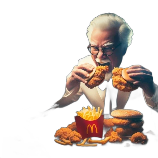 food, concept art, photorealistic, pixel art, 3d render, older, male, figure transparent PNG cut-out
