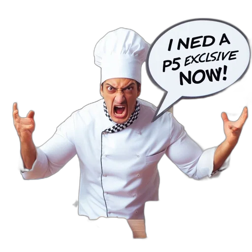 frustrated, chef, wearing, classic, outfit, stands, contemporary, kitchen transparent PNG cut-out
